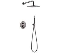 Imex GTM039/BGM Ensemble de douche thermostatique encastrable mural 2 voies Série Monza Black Gun Metal