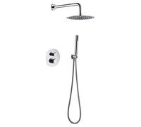 IMEX - Ensemble de douche thermostatique encastré mur, Kit thermostatique Douche Encastrée 2 voies - SERIE LINE Chrome - GTD038
