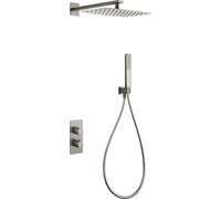 Imex GTT064 Ensemble de douche encastrable thermostatique Toscane 25 x 40 cm Extra plat Système 2 voies Robinetterie Laiton Nickel brossé