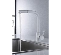 IMEX Malta - Robinet de cuisine mitigeur avec douchette amovible, Robinet pour évier, Robinet de cuisine mitigeur couleur blanc mat GCE006/BL