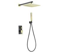 IMEX- Mitigeur de douche encastré mural - Série Suède Noir Mat et Or Brillant BDC032-6NGOLD