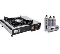 IMEX Réchaud à gaz de camping dans mallette de transport avec 4 cartouches de gaz JY-500A