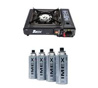 IMEX Réchaud à gaz portable avec allumage piézoélectrique - Réchaud au butane pour camping, extérieur et festival - 7650 BTU - Puissance : 2,2 kW - Mallette de transport - Modèle BK-167-A (4)