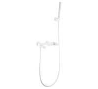 IMEX - Robinet Baignoire et Douche Monocommande Blanc | Robinet Mitigeur Mural avec Support Pommeau de Douche et Flexible | Robinetterie en Laiton et Acier Inoxydable S.304 | Série Danemark