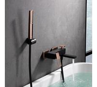 IMEX - Robinet Baignoire et Douche Monocommande Noir Or Rose | Robinet Mitigeur Mural avec Support Pommeau de Douche et Flexible | Robinetterie en Laiton et Acier Inoxydable S.304 | Série Suède
