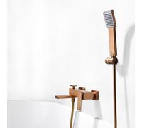 IMEX - Robinet Baignoire et Douche Monocommande Or Rose | Robinet Mitigeur Mural avec Support Pommeau de Douche et Flexible | Robinetterie en Laiton et Acier Inoxydable S.304 | Série Pise