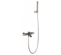 IMEX - Robinet de baignoire thermostatique avec système TURN CLEAN SYSTEM - Série LINE - Gris Mat et Champagne - BTD038-4GC