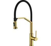 Imex - Robinet de cuisine amovible doré | Robinet mitigeur d'évier avec double diffuseur | Robinetterie de cuisine avec douche flexible à 360° | Robinetterie en laiton | Série Vénétie | Couleur or