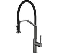 Imex - Robinet de cuisine amovible noir | Robinet mitigeur d'évier avec double diffuseur | Robinetterie de cuisine avec douche flexible à 360° | Robinetterie en laiton | Série Vénétie | Couleur Black