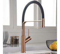Imex - Robinet de cuisine amovible Or rose | Robinet mitigeur d'évier en cuivre | Robinetterie de cuisine avec douche flexible à 360° | Robinetterie en laiton | Série Sena | Couleur or rose brossé