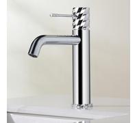 Imex - Robinet de lavabo chromé | Robinet de salle de bain mitigeur avec eau froide et chaude | Robinet à bec bas fabriqué en laiton | Économie d'eau et installation facile | Série Bless | Couleur