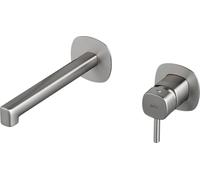 IMEX - Robinet de lavabo encastré nickel brossé | Robinet de lavabo mitigeur mural mitigeur eau froide et chaude | Robinetterie en laiton avec cartouche céramique Ø35 mm | Série Toscane