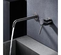 IMEX - Robinet de Lavabo Encastré Noir | Vasque a Encastrer Salle de Bain avec Eau Froide et Chaude | Robinet Mitigeur Mural Économie D'eau | Série Monza