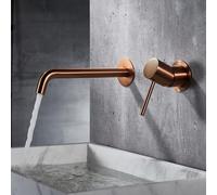 IMEX - Robinet de Lavabo Encastré Or Rose Brossé | Vasque a Encastrer Salle de Bain avec Eau Froide et Chaude | Robinet Mitigeur Mural Économie D'eau | Série Monza