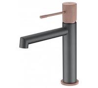 IMEX - Robinet de lavabo mitigeur de salle de bain - SÉRIE LINE (Gris mat et Champagne)