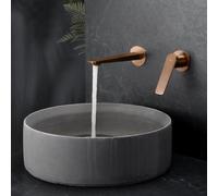 IMEX - Robinet Lavabo Encastré Or Rose Brossé | Robinet Encastré Salle de Bain avec Eau Froide et Chaude | Robinetterie Monocommande Lavabo Mur avec Économie D'Eau | Série Naples