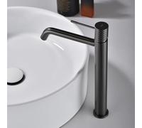 Imex - Robinet mitigeur lavabo bec haut | Robinet de salle de bain mitigeur eau froide et chaude | Robinet lavabo sur plan de travail | Série Gênes | Couleur Black Gun Metal