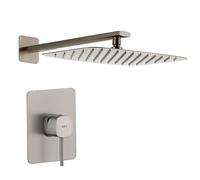 Imex S.304 - Douche encastrée en nickel avec mitigeur anti-calcaire effet pluie | Colonne de douche encastrée avec robinet en laiton et acier inoxydable S.304