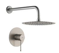 Imex S.304 - Douche encastrée en nickel avec mitigeur anti-calcaire effet pluie | Colonne de douche encastrée avec robinet en laiton et acier inoxydable S.304