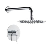 IMEX S.304 - Douche encastrée monocommande chromée | Ensemble de robinetterie encastrée avec pommeau anticalcaire effet pluie | Colonne de douche encastrée avec robinet en laiton et acier inoxydable S