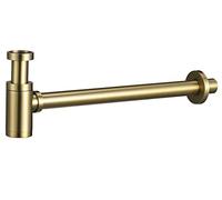 IMEX SCL002/OC - Siphon pour lavabo ou bidet, kit de vidange - Piège avec ouverture de nettoyage + instructions d'installation - Siphon design, siphon de tuyau or brossé