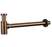 IMEX - Siphon pour lavabo ou bidet, Set de vidange - Piège avec ouverture de nettoyage + instructions d'installation - Siphon de conception, Siphon de tuyau or rose brillant - SCL002/NOR