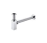 IMEX - Siphon pour lavabo ou bidet, Set de vidange - Piège avec ouverture de nettoyage + instructions d'installation - Siphon de conception, Siphon de tuyau chromé carré - SCL003