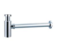 IMEX - Siphon pour lavabo ou bidet, Set de vidange - Piège avec ouverture de nettoyage + instructions d'installation - Siphon de conception, Siphon de tuyau chromé rond fin - SCL002