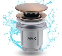 IMEX - Valve click clack universelle pour lavabo | Bouchon Clic Clac | Bonde en PVC | Couleur or rose brossé