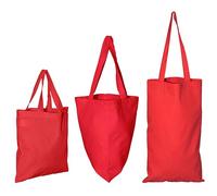 IMFAA Lot de 10 sacs de courses réutilisables en toile, 100 % coton, parfaits pour l'impression et la broderie en multicolore, doublure en coton, lavable en machine, unisexe, adulte, Rouge, Large