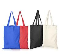 IMFAA Lot de 10 sacs de courses réutilisables en toile, 100 % coton, parfaits pour l'impression et la broderie en multicolore, doublure en coton, lavable en machine, unisexe, adulte, bleu, Large