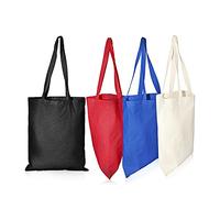 IMFAA Lot de 10 sacs de courses réutilisables en toile, 100 % coton, parfaits pour l'impression et la broderie en multicolore, doublure en coton, lavable en machine, unisexe, adulte, Noir , Small