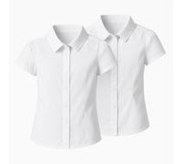 IMFAA Lot de 2 chemises d'école pour filles - Hauts d'uniforme de qualité supérieure, options à manches longues et courtes, sans repassage, tissu confortable et durable, Manches courtes blanches., 12