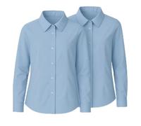 IMFAA Lot de 2 chemises d'école pour filles - Hauts d'uniforme de qualité supérieure, options à manches longues et courtes, sans repassage, tissu confortable et durable, Manches longues bleu ciel, 10