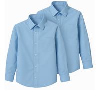 IMFAA Lot de 2 chemises d'école pour garçon - Couleurs assorties - Manches longues et courtes - Infroissables - Tissu de qualité supérieure - Idéal pour l'école quotidienne, Manches longues bleu ciel