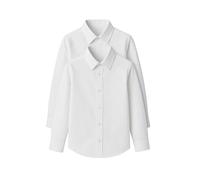 IMFAA Lot de 2 chemises d'école pour garçon - Couleurs assorties - Manches longues et courtes - Infroissables - Tissu de qualité supérieure - Idéal pour l'école quotidienne, Manches longues blanches