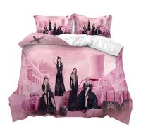 IMFLY Parure de lit pour fille - Rose - Housse de couette 135 x 200 cm + taies d'oreiller 80 x 80 cm - Groupe de filles - Parure de lit pour enfant Isa - Décoration florale (A, 220 x 240 / 75 x 50 cm)
