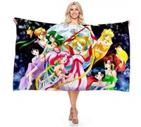 IMFLY Serviette de plage 70 x 140 cm - En microfibre imprimée - Motif Sailor Moon - Rose - Anime Manga Pretty Soldat - Serviette de plage - Serviette de piscine - 100 x 200 cm