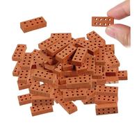 imFreienawn Mini Briques 50pcs réutilisables Brick Brick réaliste DIY Dollhouse Tiny Modèle avec 8 Trous pour Mini-Jardin Accessoires 0, 79x0, 39x0, 20 Pouces Briques