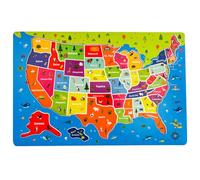 imFreienawn Puzzles pour Enfants, 45pcs USA Carte Puzzles en Bois magnétique pour Les Enfants de 4 à 6 Ans, Rouge