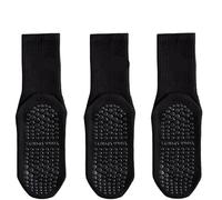 IMGASDCSD Chaussettes antidérapantes, Chaussettes de Pilates 3 Pairs Women's Cotton Solid Mid Calf Yoga Socks Sports Fitness Sizes 36-42 Multicolor(Style1)