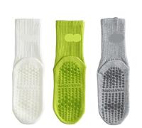 IMGASDCSD Chaussettes antidérapantes, Chaussettes de Pilates 3 Pairs Women's Cotton Solid Mid Calf Yoga Socks Sports Fitness Sizes 36-42 Multicolor(Style5)