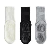 IMGASDCSD Chaussettes antidérapantes, Chaussettes de Pilates 3 Pairs Women's Cotton Solid Mid Calf Yoga Socks Sports Fitness Sizes 36-42 Multicolor(Style6)