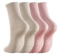 IMGASDCSD Chaussettes antidérapantes, Chaussettes de Pilates Non-Slip Yoga Socks for Women Pack of 2 Multicolor(2pairs-Mix Colours 4)