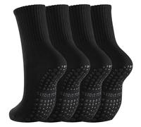 IMGASDCSD Chaussettes antidérapantes, Chaussettes de Pilates Non-Slip Yoga Socks for Women Pack of 2 Multicolor(2pairs-Black)