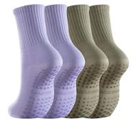 IMGASDCSD Chaussettes antidérapantes, Chaussettes de Pilates Non-Slip Yoga Socks for Women Pack of 2 Multicolor(2pairs-Mix Colours 7)