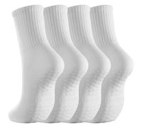 IMGASDCSD Chaussettes antidérapantes, Chaussettes de Pilates Non-Slip Yoga Socks for Women Pack of 2 Multicolor(2pairs-White)