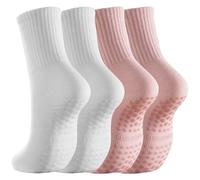 IMGASDCSD Chaussettes antidérapantes, Chaussettes de Pilates Non-Slip Yoga Socks for Women Pack of 2 Multicolor(2pairs-Mix Colours 3)