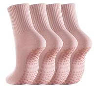 IMGASDCSD Chaussettes antidérapantes, Chaussettes de Pilates Non-Slip Yoga Socks for Women Pack of 2 Multicolor(2pairs-Pink)