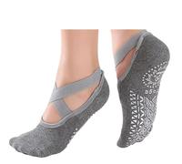 IMGASDCSD Chaussettes antidérapantes, Chaussettes de Pilates Yoga Socks for Women Pilates Ballet Dance Multicolor Free Size(Grey)